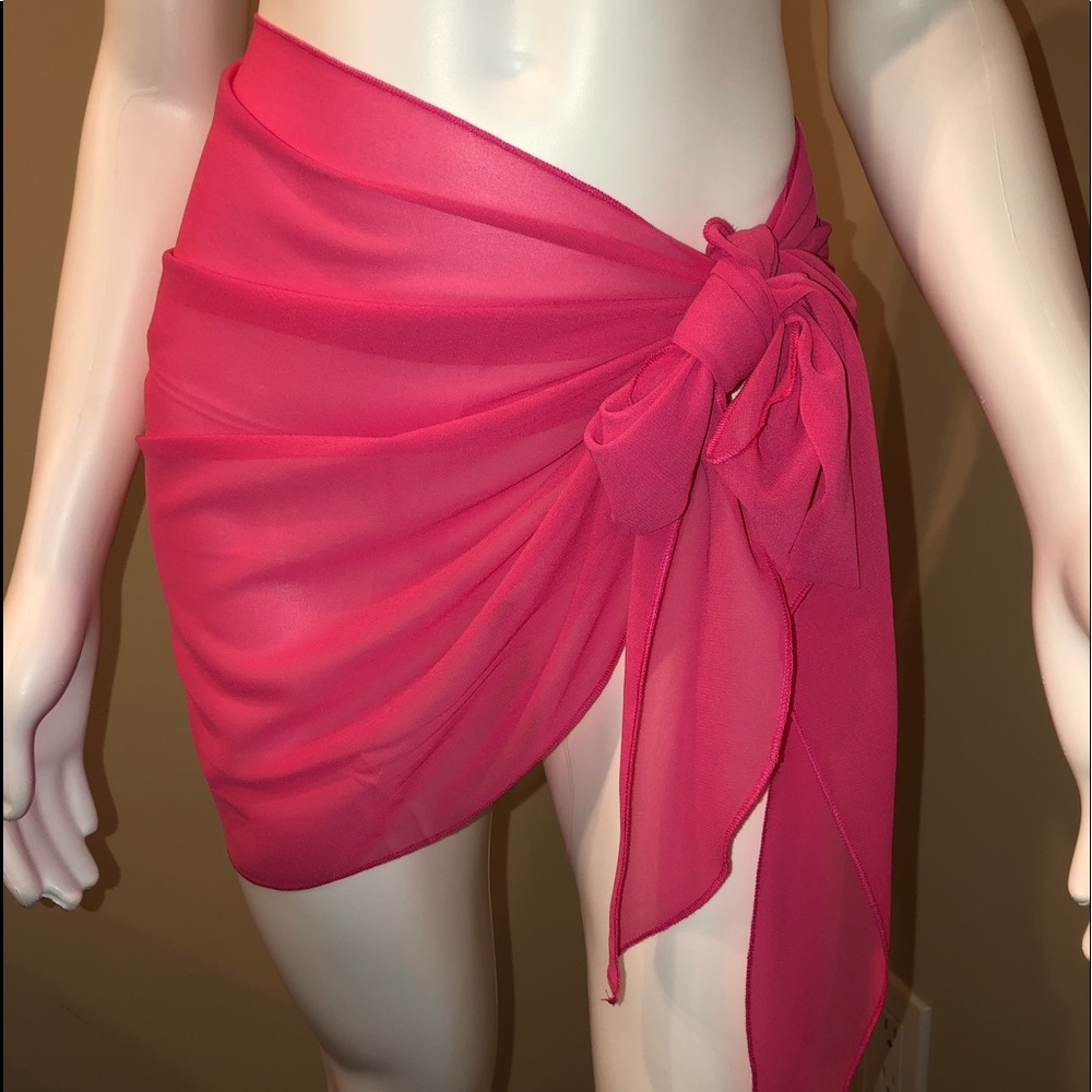 Barbie Pink Sarong Wrap Cover Up Pink Bathing Suit Bikini Wrap Head Scarf Pool